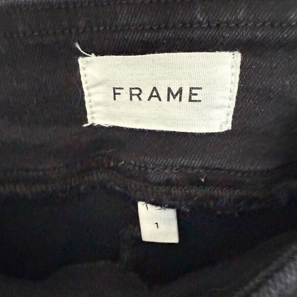 Frame Women’s 1 Black Sheen Noir Jetset Flare Jeans - Picture 2 of 5
